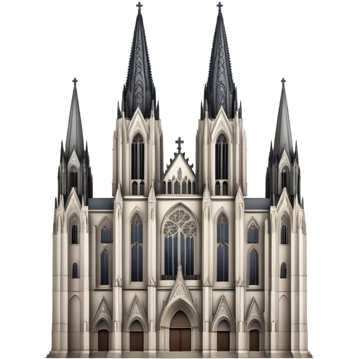 Cinematic Realistic Cologne Cathedral Landmark Emoji, showcasing Gothic architecture rendered with detailed stone textures and majestic, dynamic lighting. two tall  tall towers on either side emoji