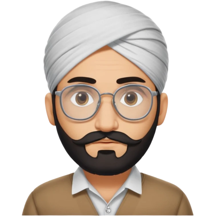 A kashmiri punjabi criminal daku whose white face is somewhat triangular and little facial hair wears specs emoji