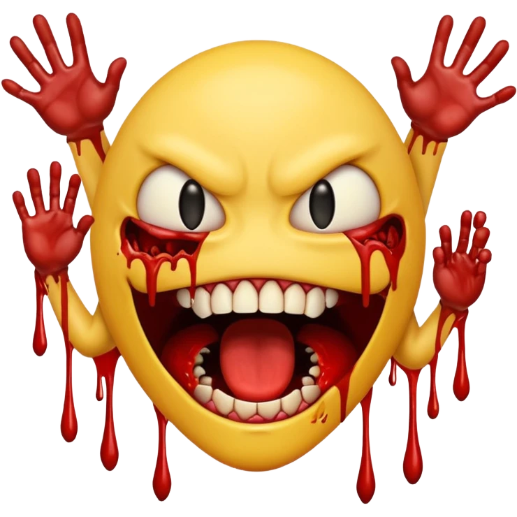 Yellow emoji face ripping it’s skin off with its hands screaming emoji