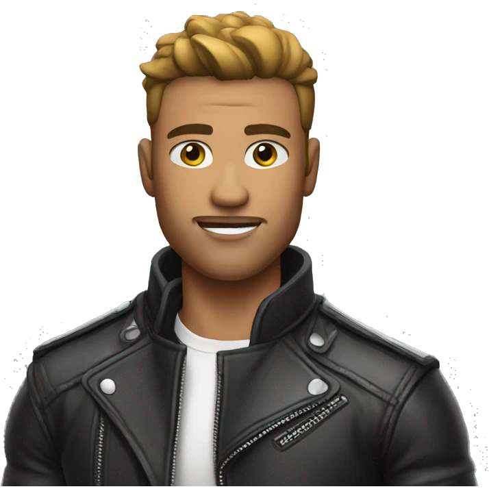 Muscular man in biker jacket  emoji