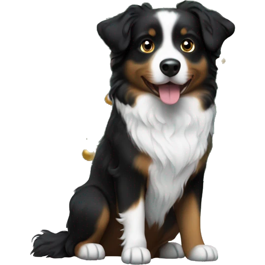 Small black australian shepherd dog Christmas tree emoji