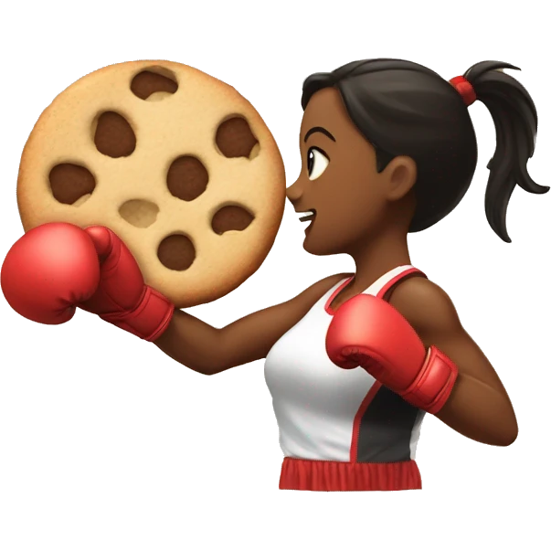 boxing girls punching a cookie emoji