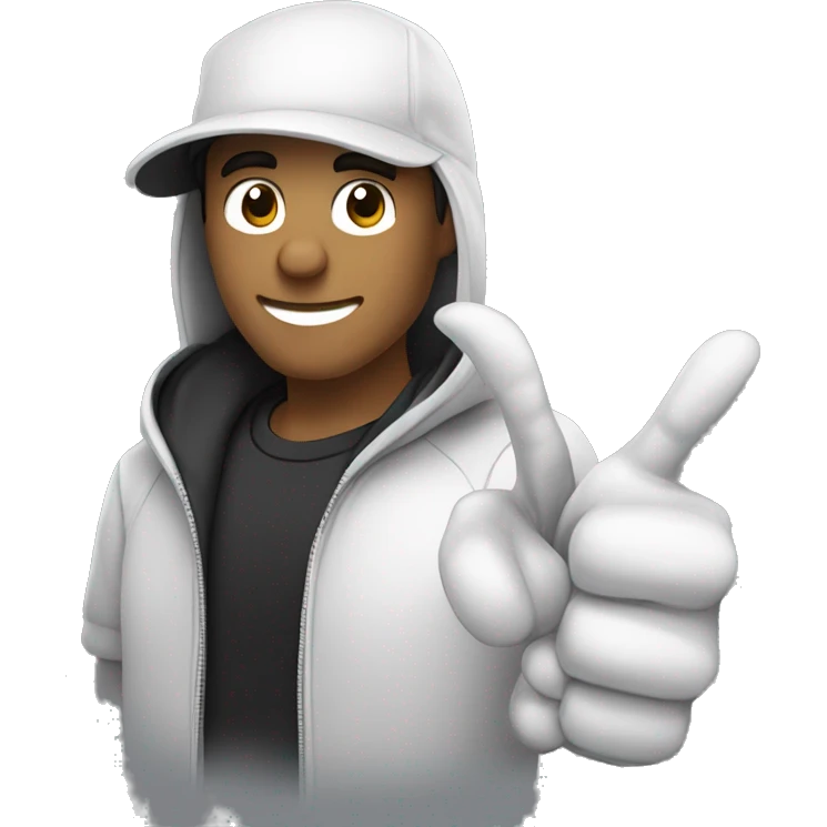 eduardo the developer inviting to a meet to know about or services of development at koudrs add a black hoodie, with a letter K and a thumbs up hand white skin  emoji