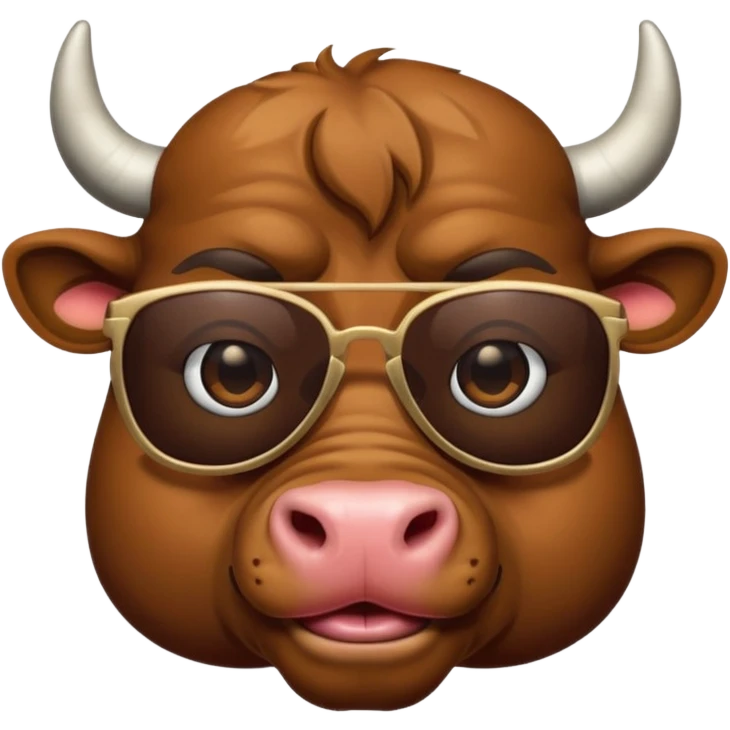generate an emoji of a bull's face that's in a close up. the bull is travelling. maybe wearing sunglasses or drinking a drink or carrying a suitcase emoji