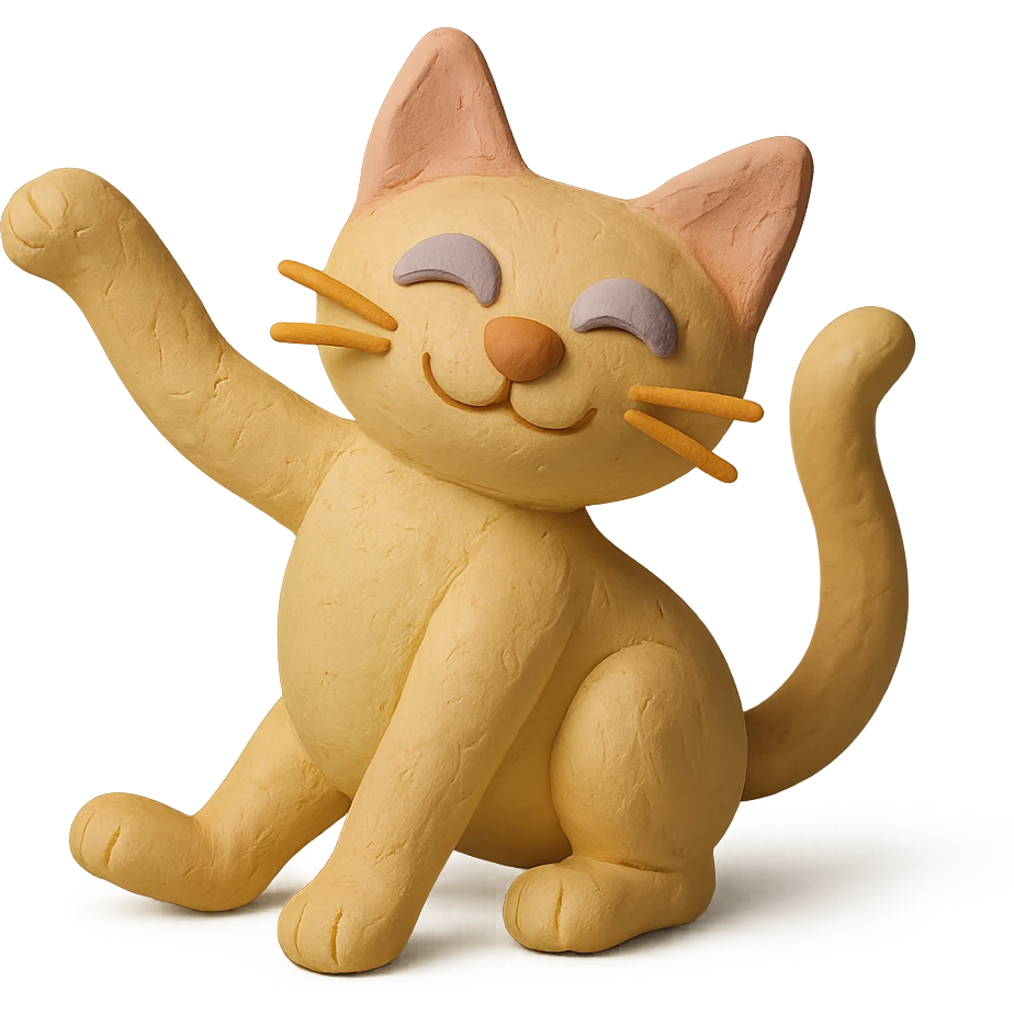 playful pose cat in claymation style with pastel colors emoji