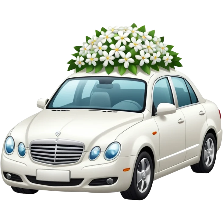 Luxury car with wedding decorations, on the side emoji