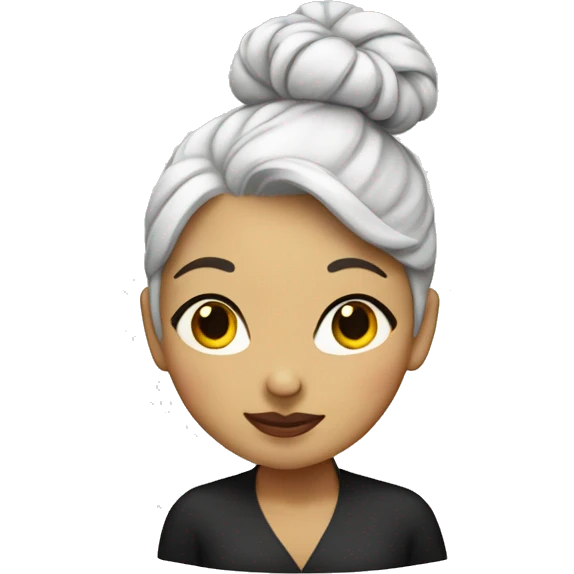 woman with white hair in a bun sends a kiss  emoji