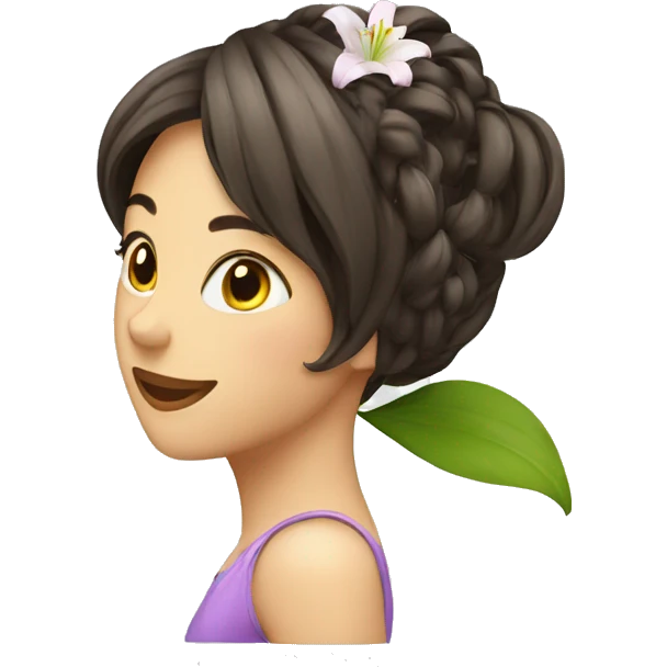 Lily flower in a women hair emoji
