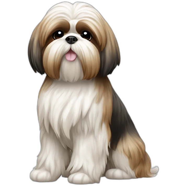 Dog Shih Tzu with long wool full-height stand up emoji