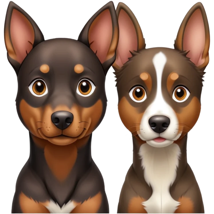 A Doberman and a mini Australian Shepherd  emoji