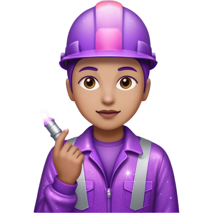 industrial worker wearing glitter purple glittery clothes emoji