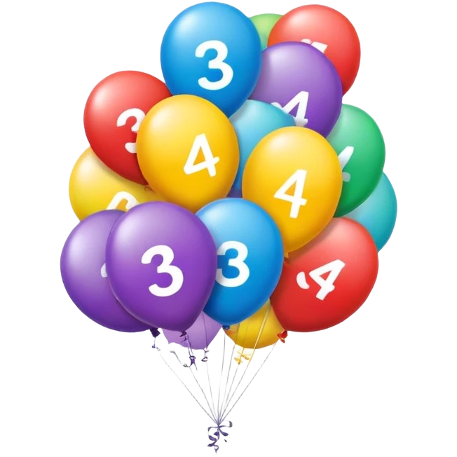 Balloons that say 34 emoji
