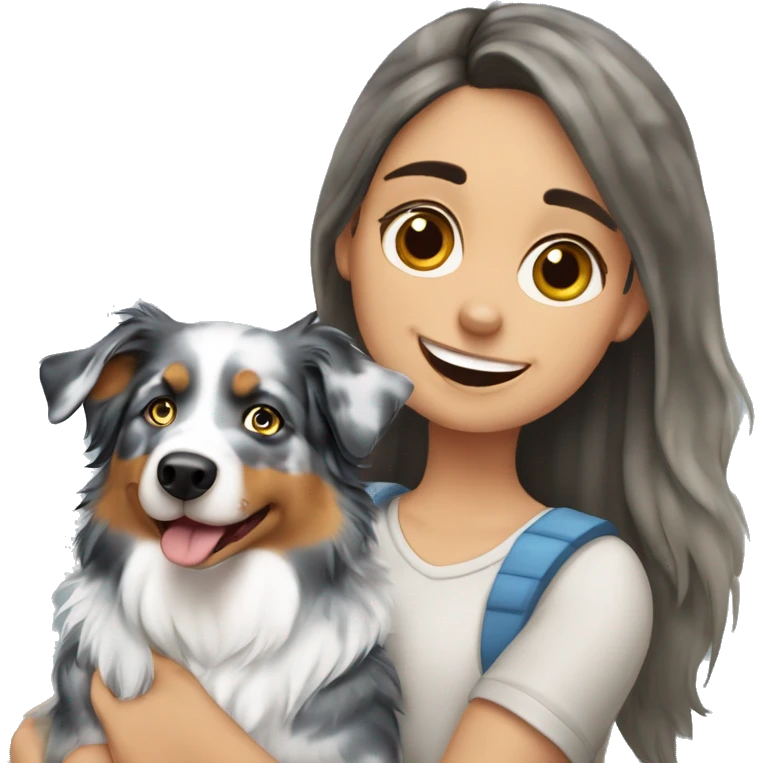 Blue Merle Australian shepherd with a girl  emoji