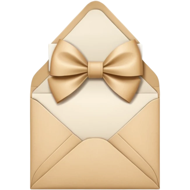 an open beige envelope with a bow with a letter sticking out of it emoji