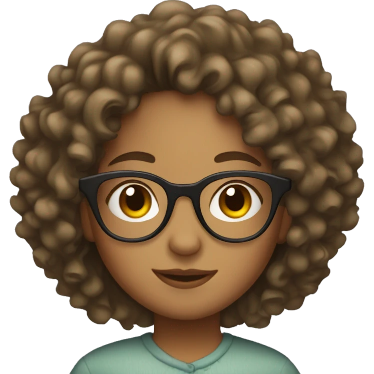 Curly-haired girl with glasses emoji