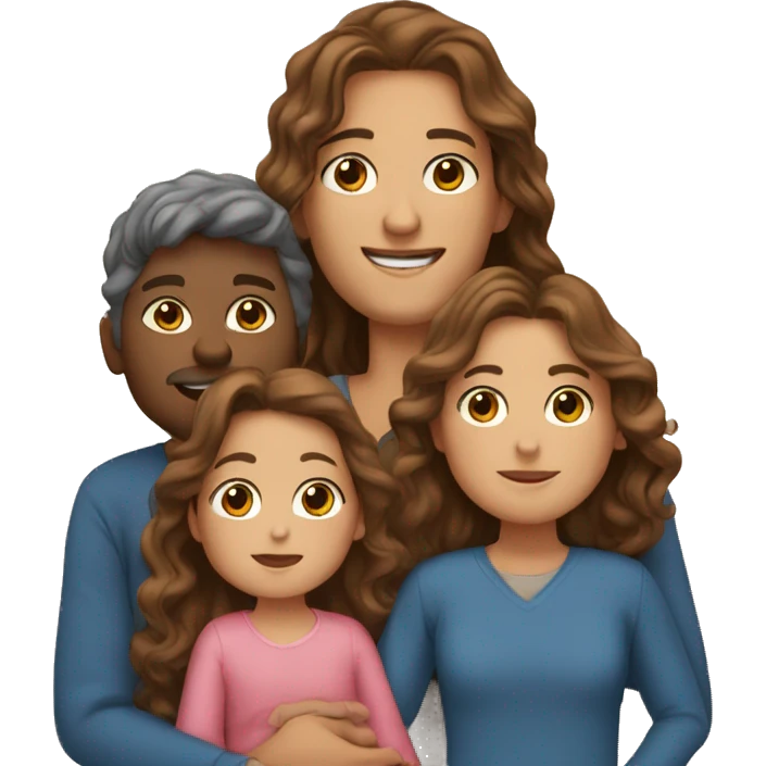long brown wavy hair girlWith husband and two baby boys emoji