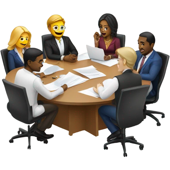 team meeting at a table emoji