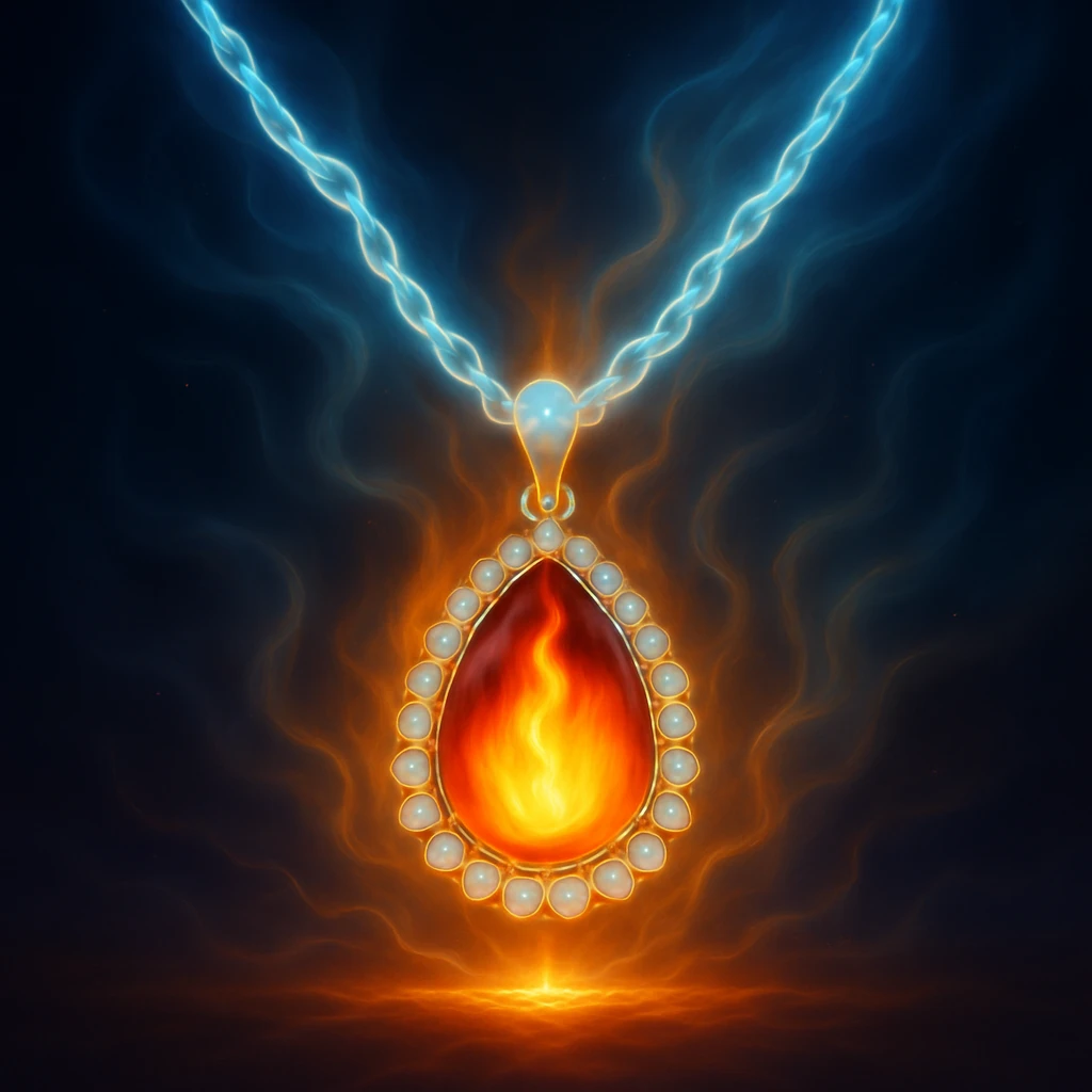 Replace the dark void with a small, powerful flame inside the pendant emoji