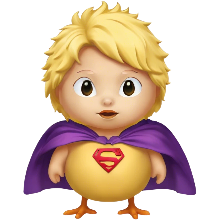 Pollito de colores con capa de super héroe emoji