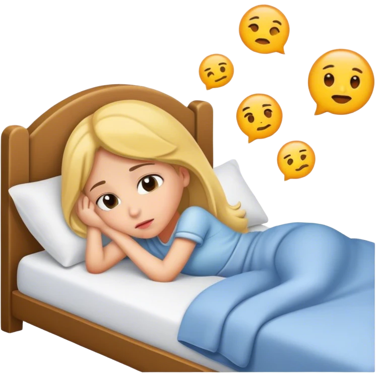 girl laying in bed thinking  emoji
