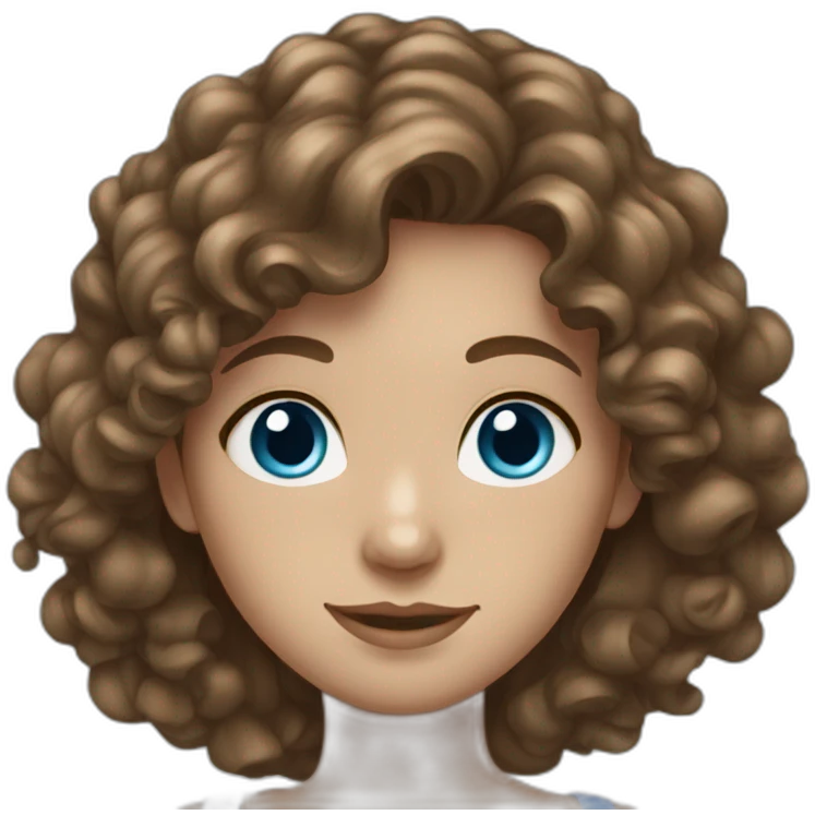 girl with long curly brown hair blue eyes emoji
