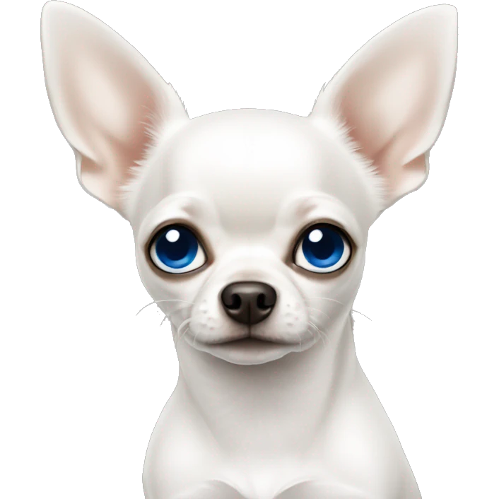White chihuahua with blue and black eyes  emoji
