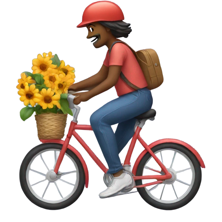 Flowers riding a bike emoji