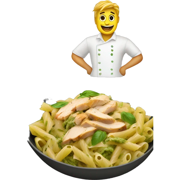 Pesto pasta with chicken emoji