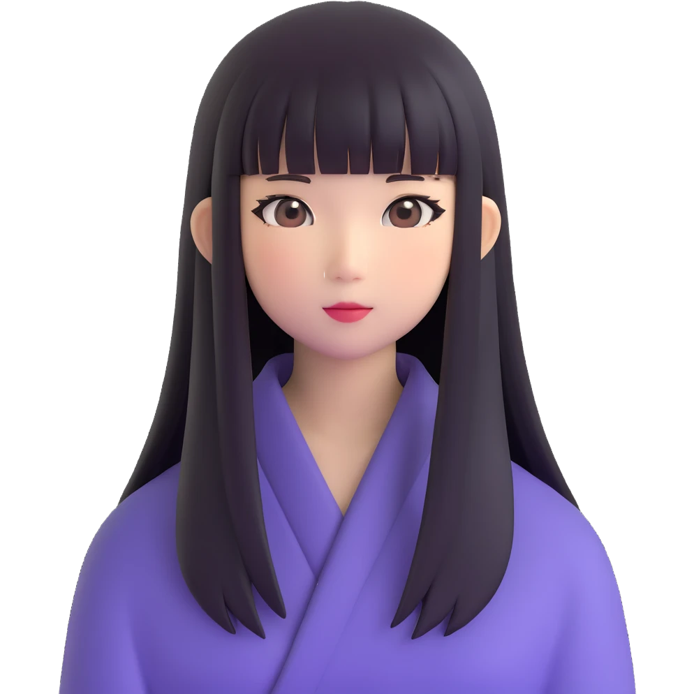 Japanese girl with straight bangs and long straight hair emoji