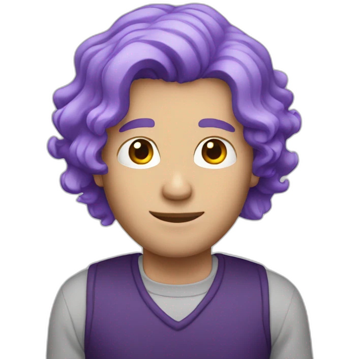 White Man with Purple hair emoji