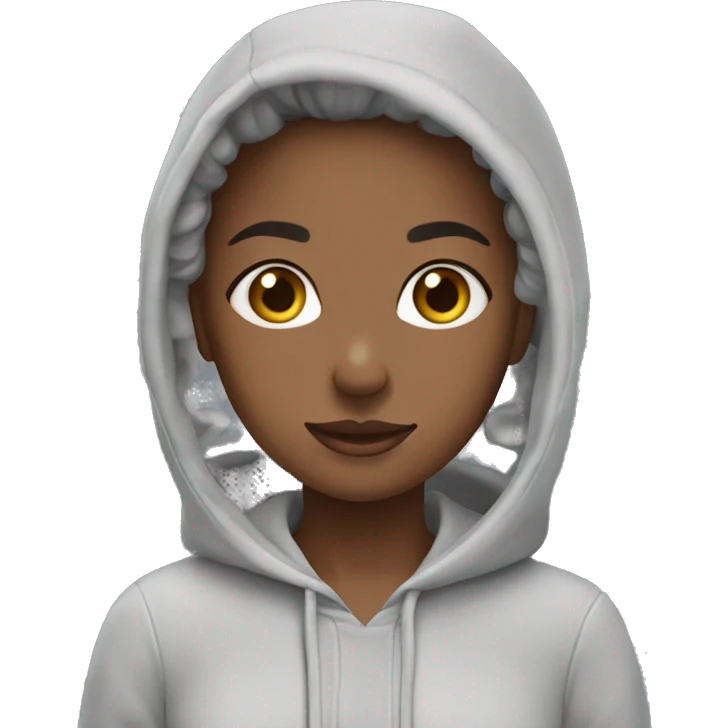 A girl wearing With wavy hair, wearing a hoodie ￼￼ emoji