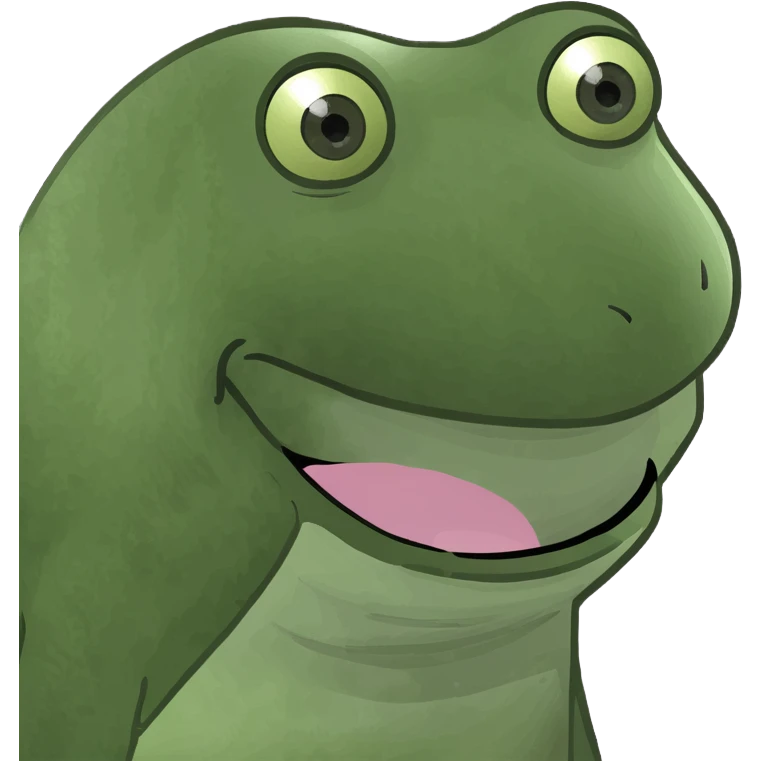 bufo frog meme with a big smile emoji