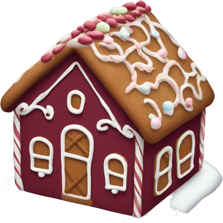 Burgundy gingerbread house emoji