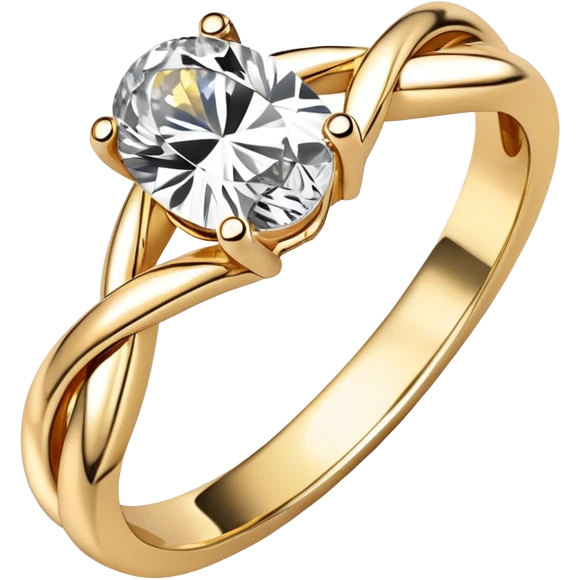 Engagement ring with oval diamond and gold twisted band emoji