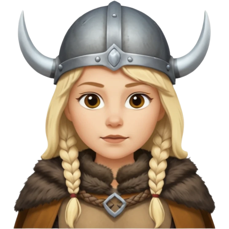 Viking woman with fur cape and helmet emoji