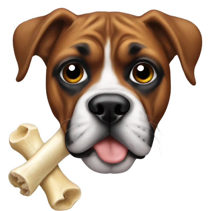 Boxer dog chewing bone emoji