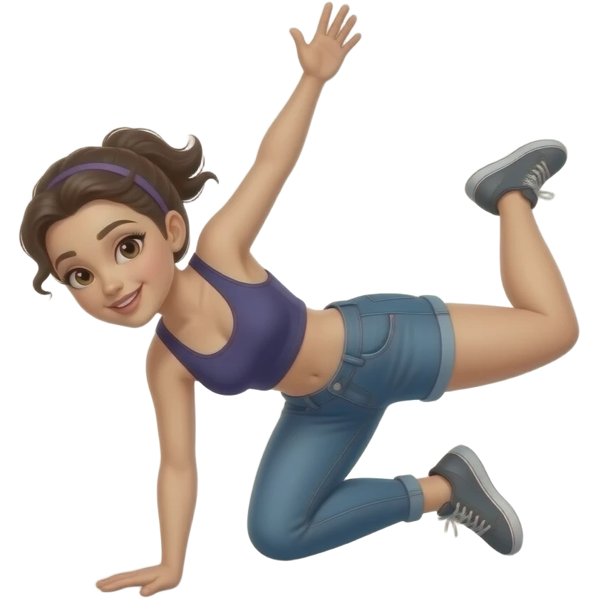 brunette women doing parkour emoji