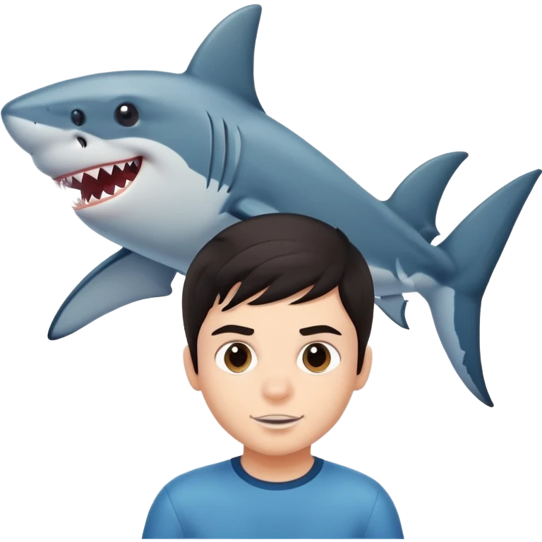 Shark and dark hair boy emoji