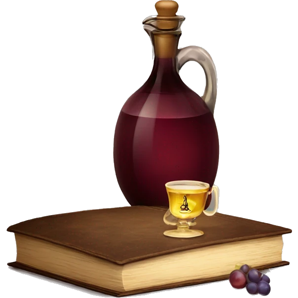 vintage carafe of wine with book emoji