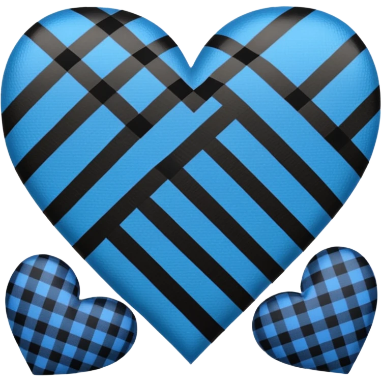 heart with black and blue plaid pattern emoji
