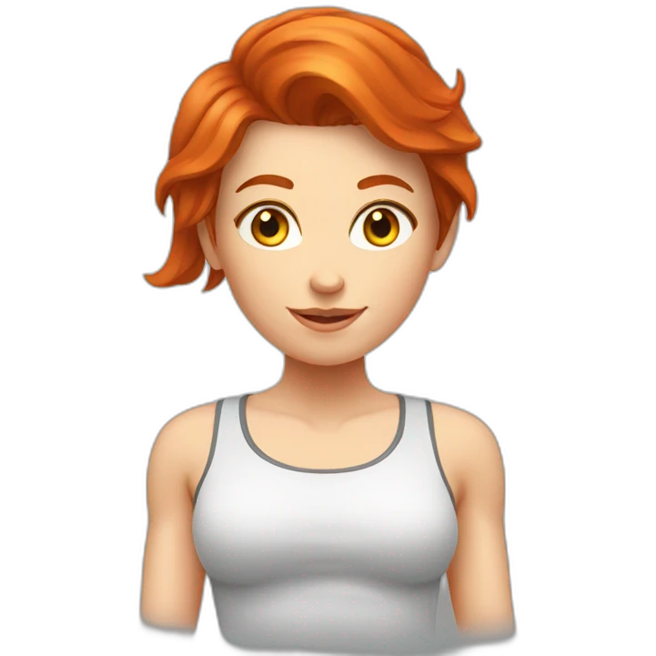 Redhead doing fitness emoji