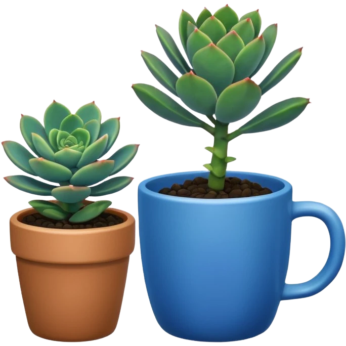 Desk Succulent Plant blue cup emoji