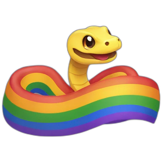 a snake holding an LGBT flag emoji