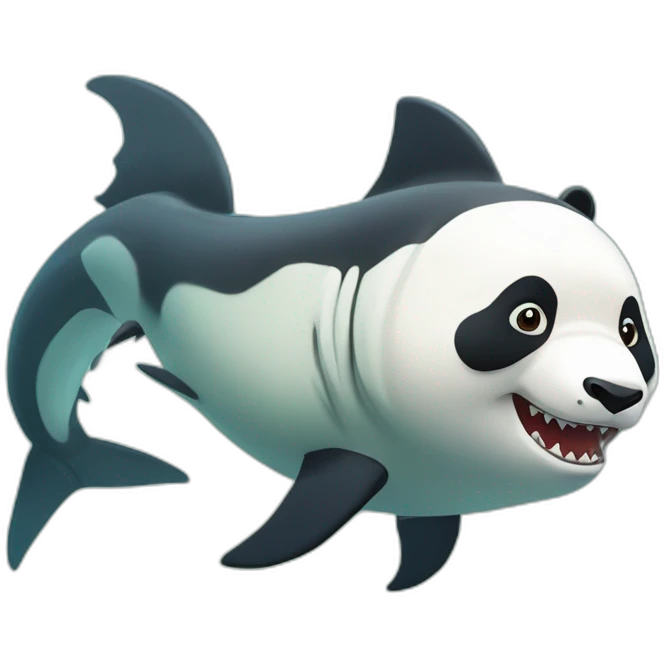 Un panda portant une tortue portant un poisson portant un requin portant un megaldon et portant une humaine emoji