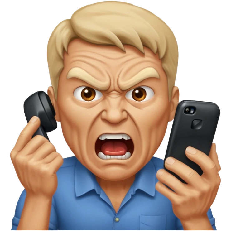 angry man screaming at phone emoji