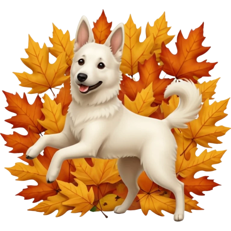 White belgian Shepard Dancing in fall emoji