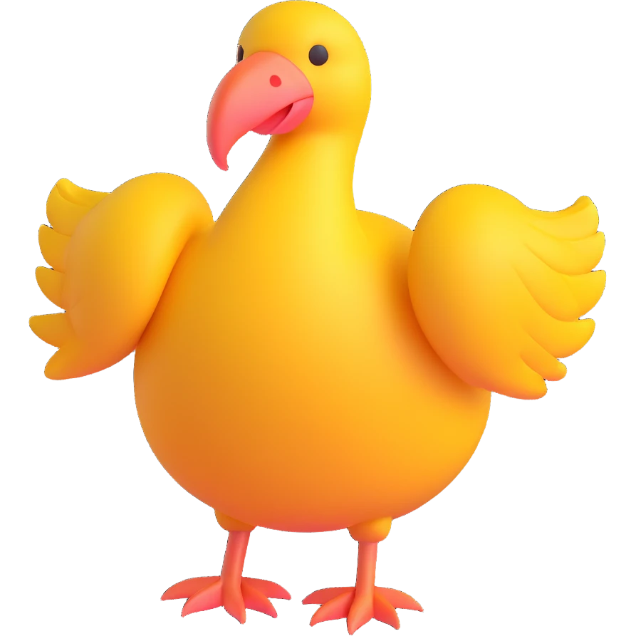 A dodo bird emoji in the style of Microsoft 3D emojis. emoji