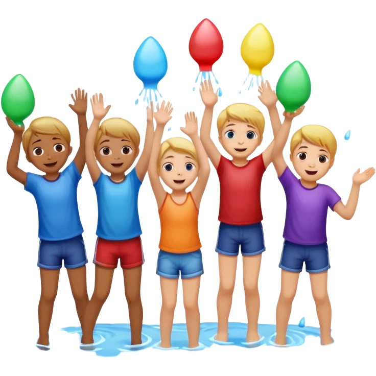children playing with water balloons emoji