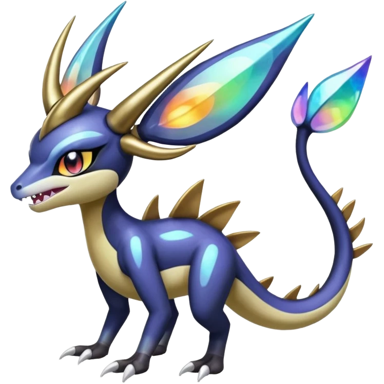 Shiny Colorful Epic Legendary Horned Meloetta-Garchomp-Pokémon-Fakémon-fusion-hybrid-creature emoji