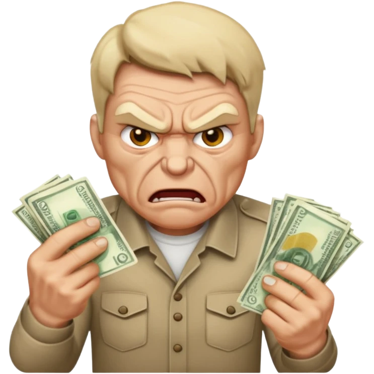 a man with money and angry face emoji